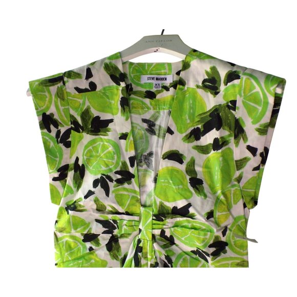 🆕 STEVE MADDEN Amanda Lime Print Maxi Cotton Dress X-Small - Picture 5 of 8